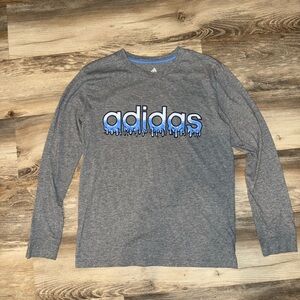 Adidas Heather Gray Long Sleeve with Blue Logo